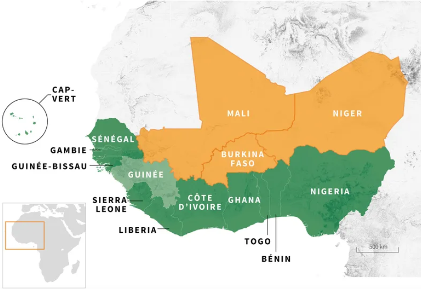 Map of the member countries of the Economic Community of West African States (ECOWAS)