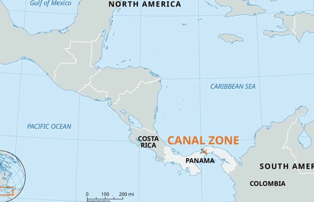 Carte de la zone du canal de Panama