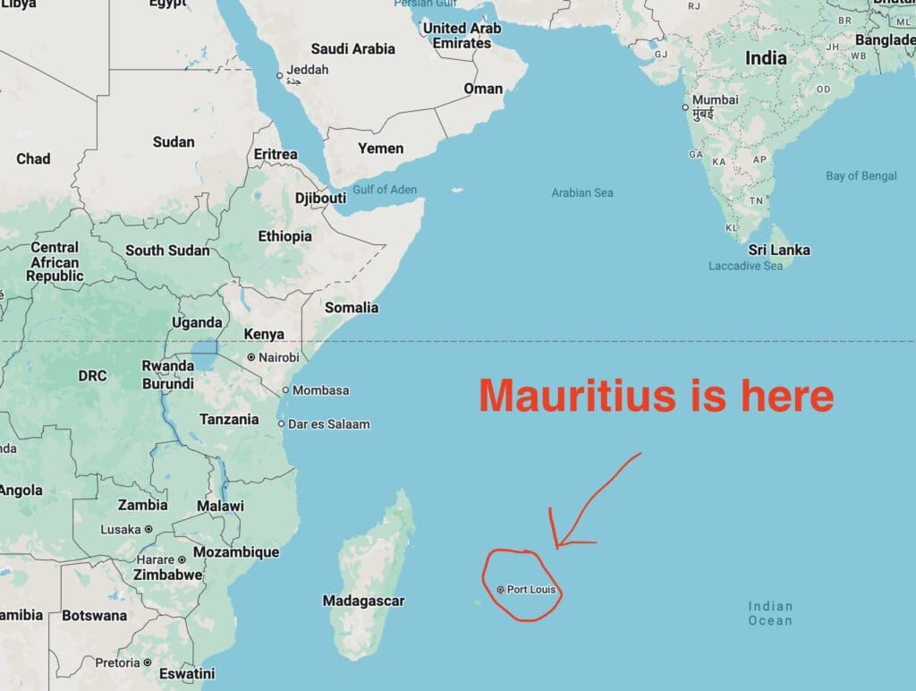 map showing where Mauritius is located