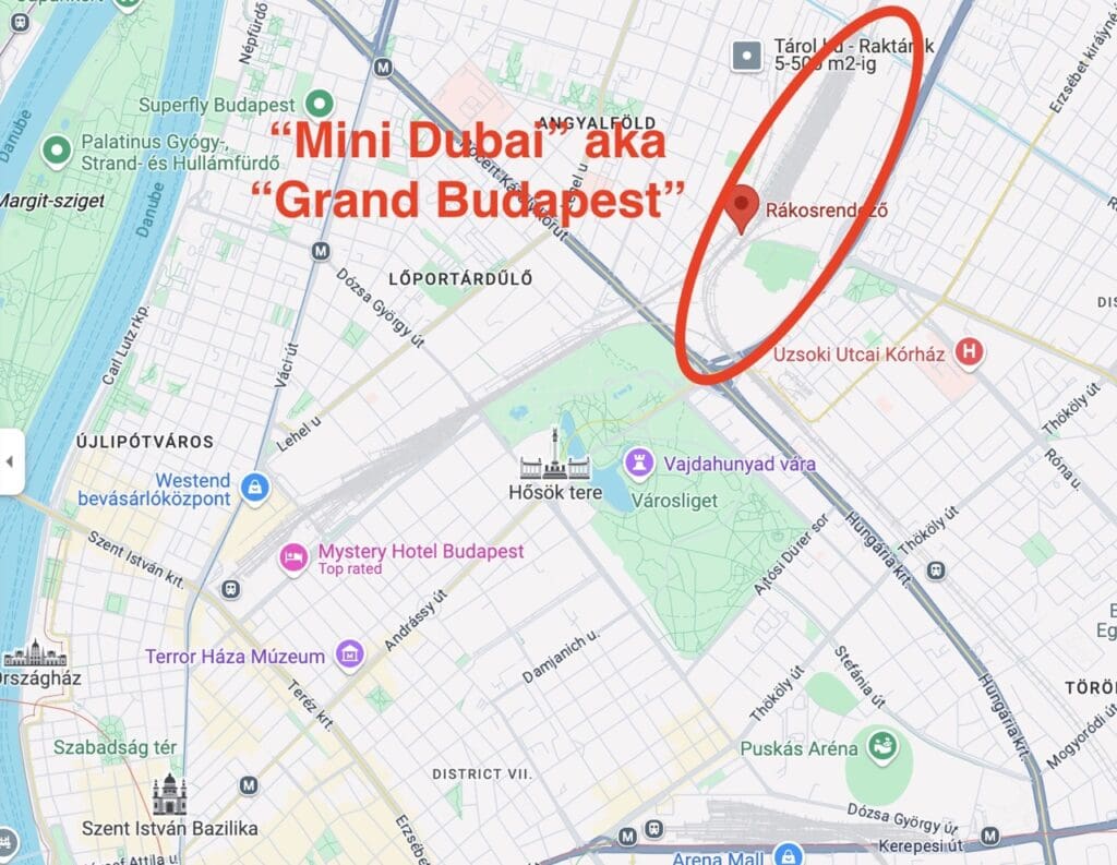 location of mini dubai project in Budapest